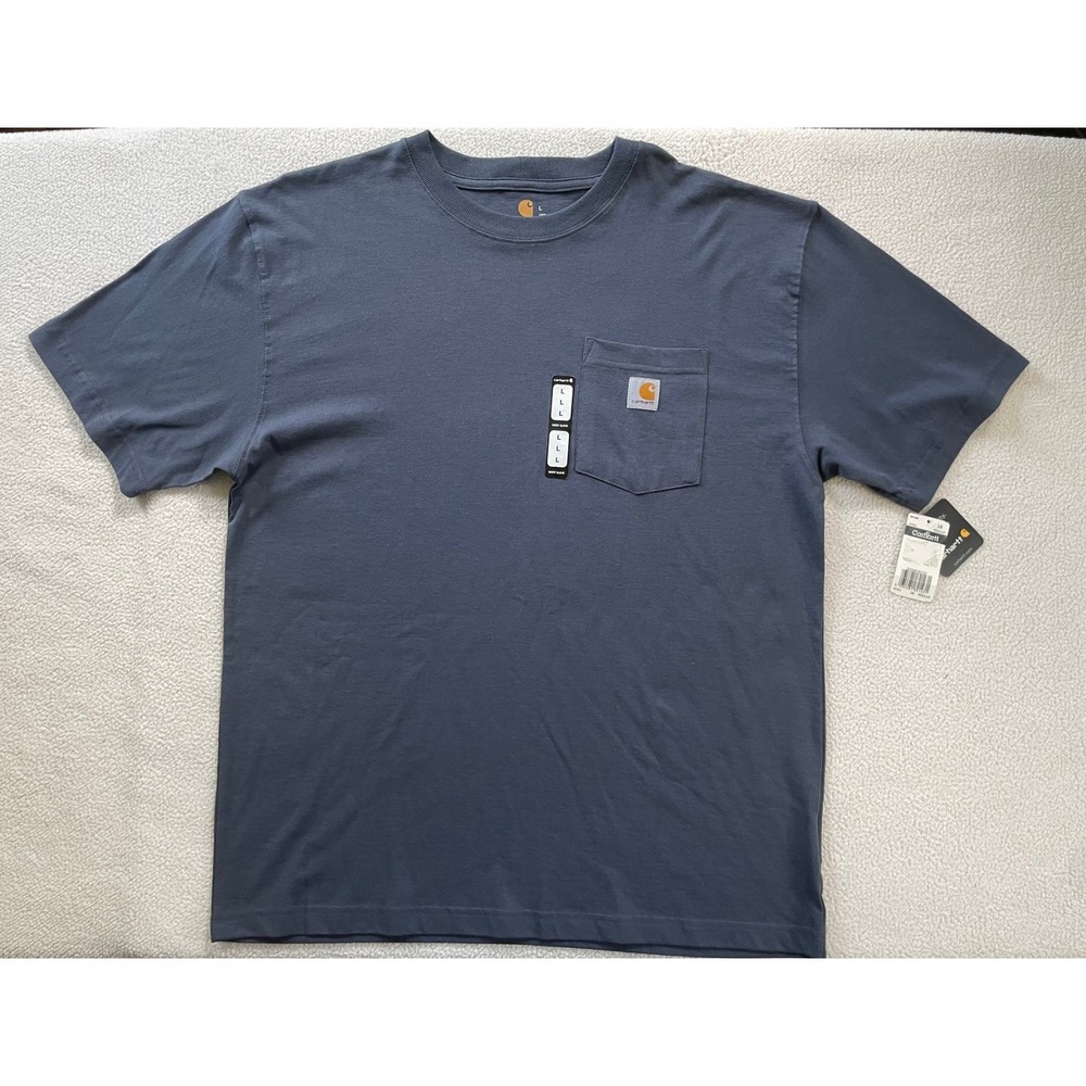 Carhartt Mens Large Pocket T-Shirt Blue Gray K87 Relaxed Fit Workwear Tee